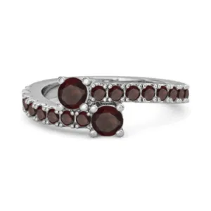 Classic Garnet 925 Sterling Silver Split Shank Bridal Ring
