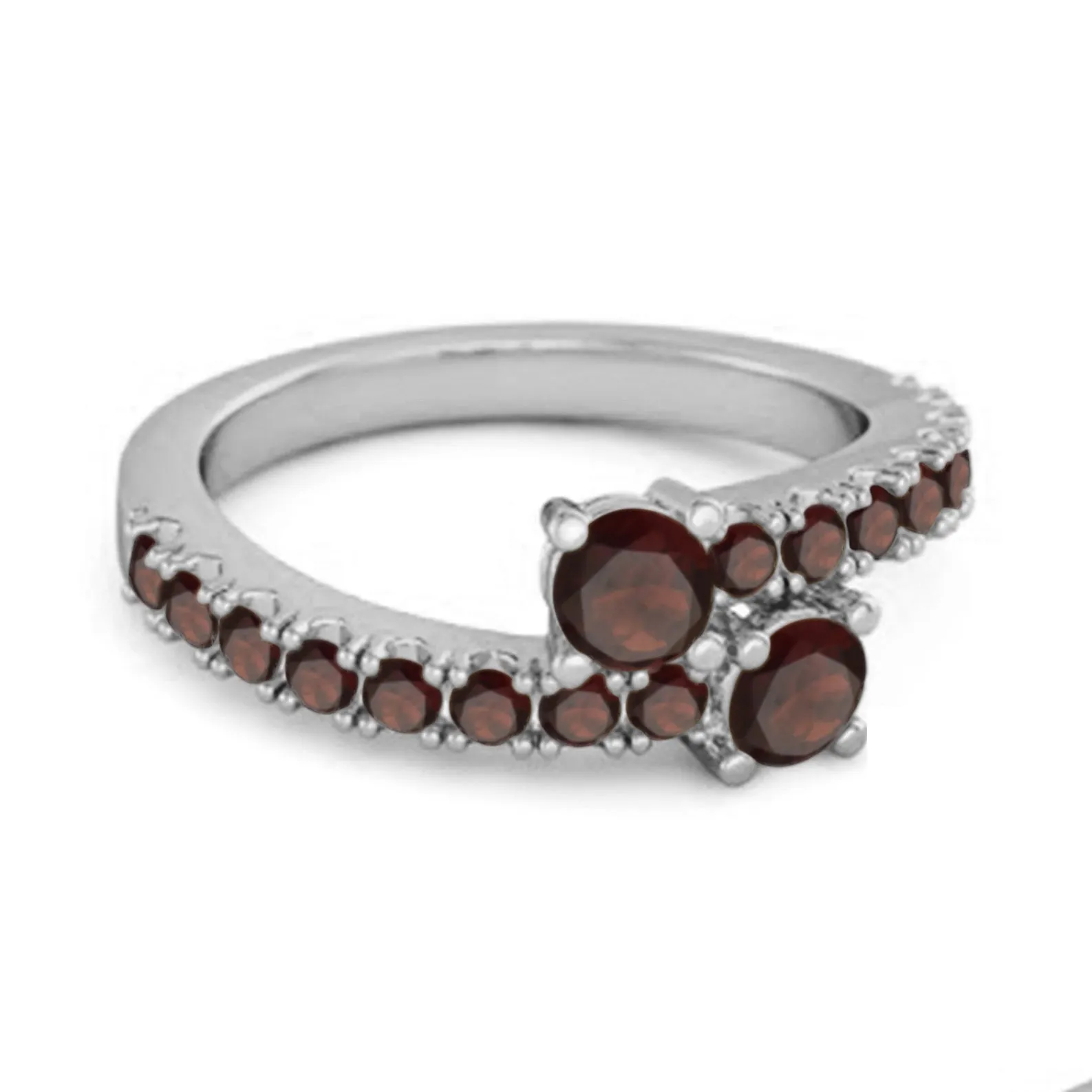 Classic Garnet 925 Sterling Silver Split Shank Bridal Ring