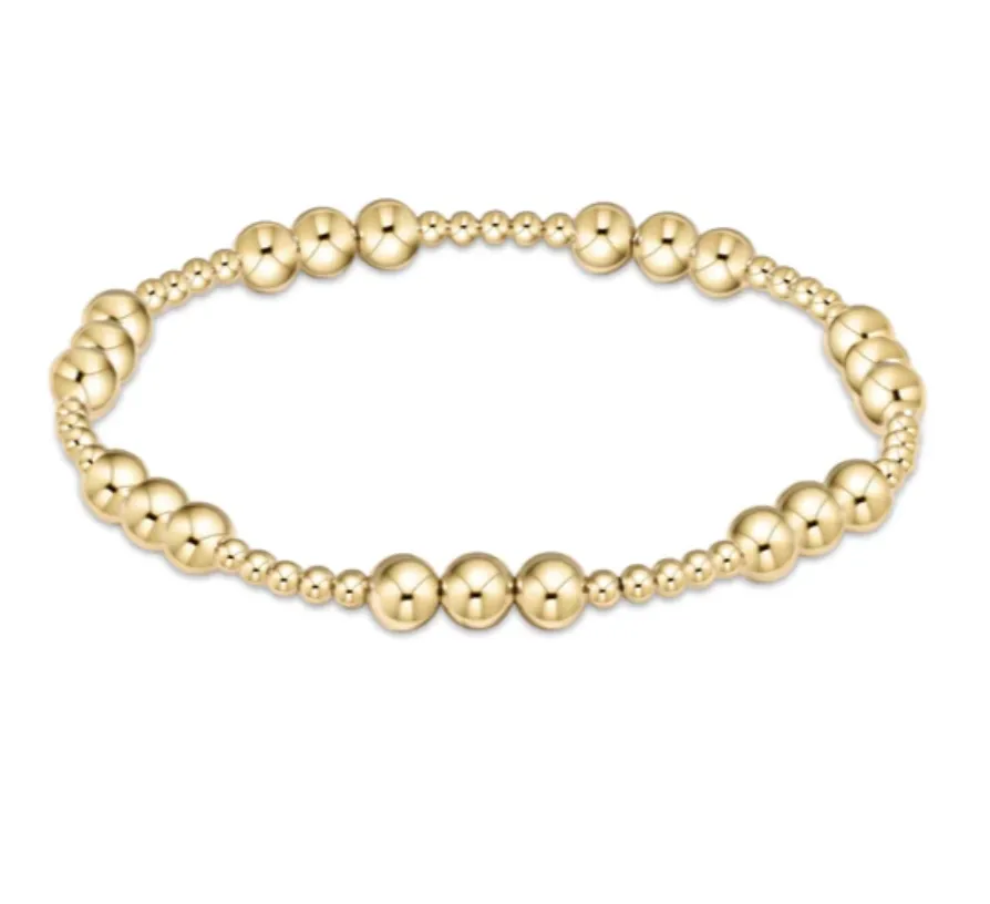 Classic Joy Pattern 5mm Bead Bracelet- Gold