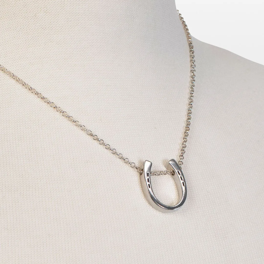 Classique - Horseshoe Pendant and Rolo Chain Sterling Silver Necklace