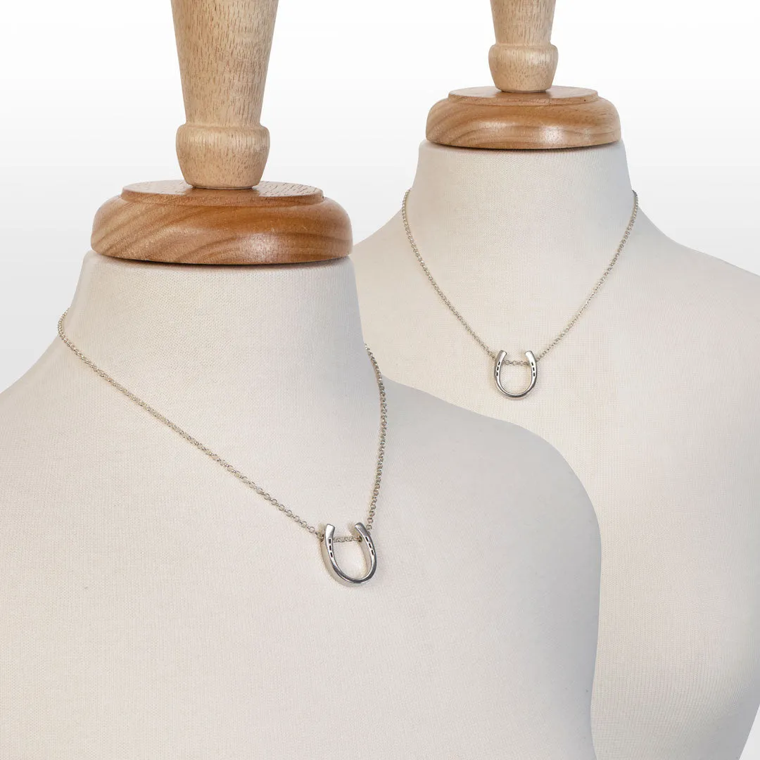 Classique - Horseshoe Pendant and Rolo Chain Sterling Silver Necklace
