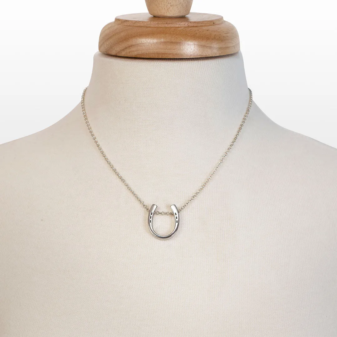 Classique - Horseshoe Pendant and Rolo Chain Sterling Silver Necklace