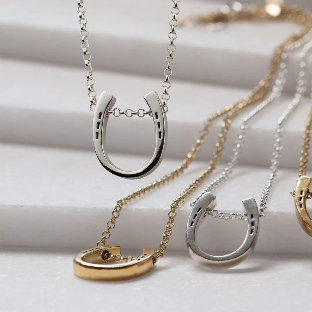 Classique - Horseshoe Pendant and Rolo Chain Sterling Silver Necklace
