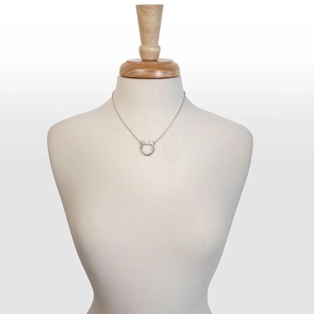 Classique - Horseshoe Pendant and Rolo Chain Sterling Silver Necklace