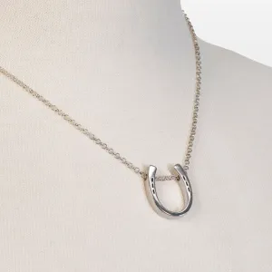 Classique - Horseshoe Pendant and Rolo Chain Sterling Silver Necklace