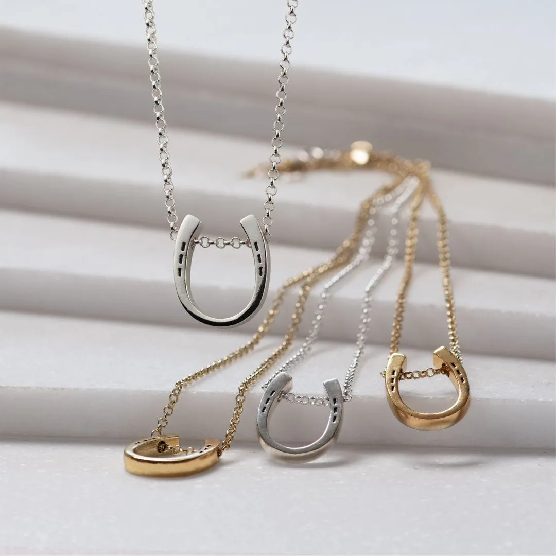 Classique - Horseshoe Pendant and Rolo Chain Sterling Silver Necklace