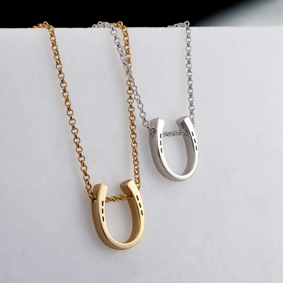 Classique - Horseshoe Pendant and Rolo Chain Sterling Silver Necklace