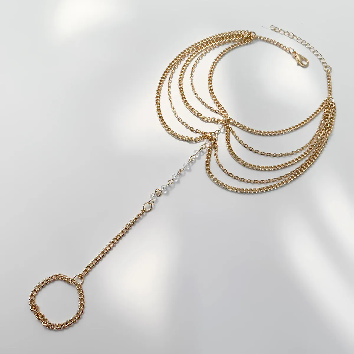 Clear Acrylic & 18K Gold-Plated Layered Toe Ring Anklet