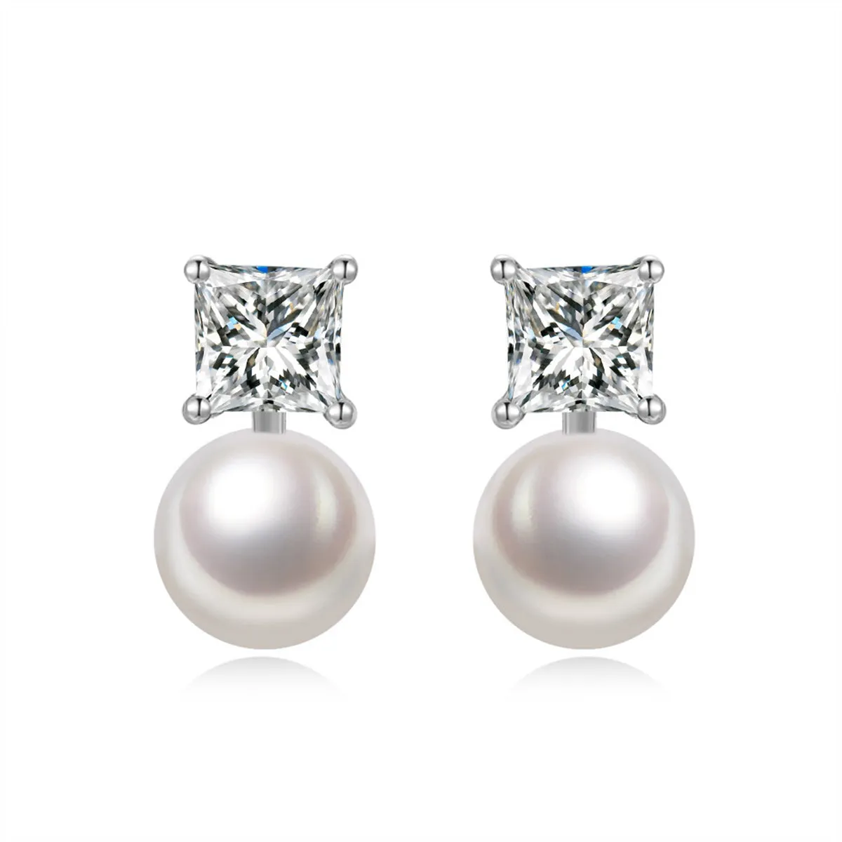 Clear Crystal & Pearl Silver-Plated Drop Earrings