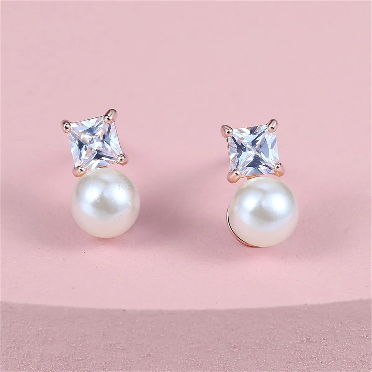 Clear Crystal & Pearl Silver-Plated Drop Earrings