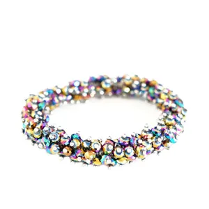 CLEARAB GLASS CRYSTAL SEED BEADS STRETCH BRACELET  #FW1226BVM_RAINBOW (OC18)