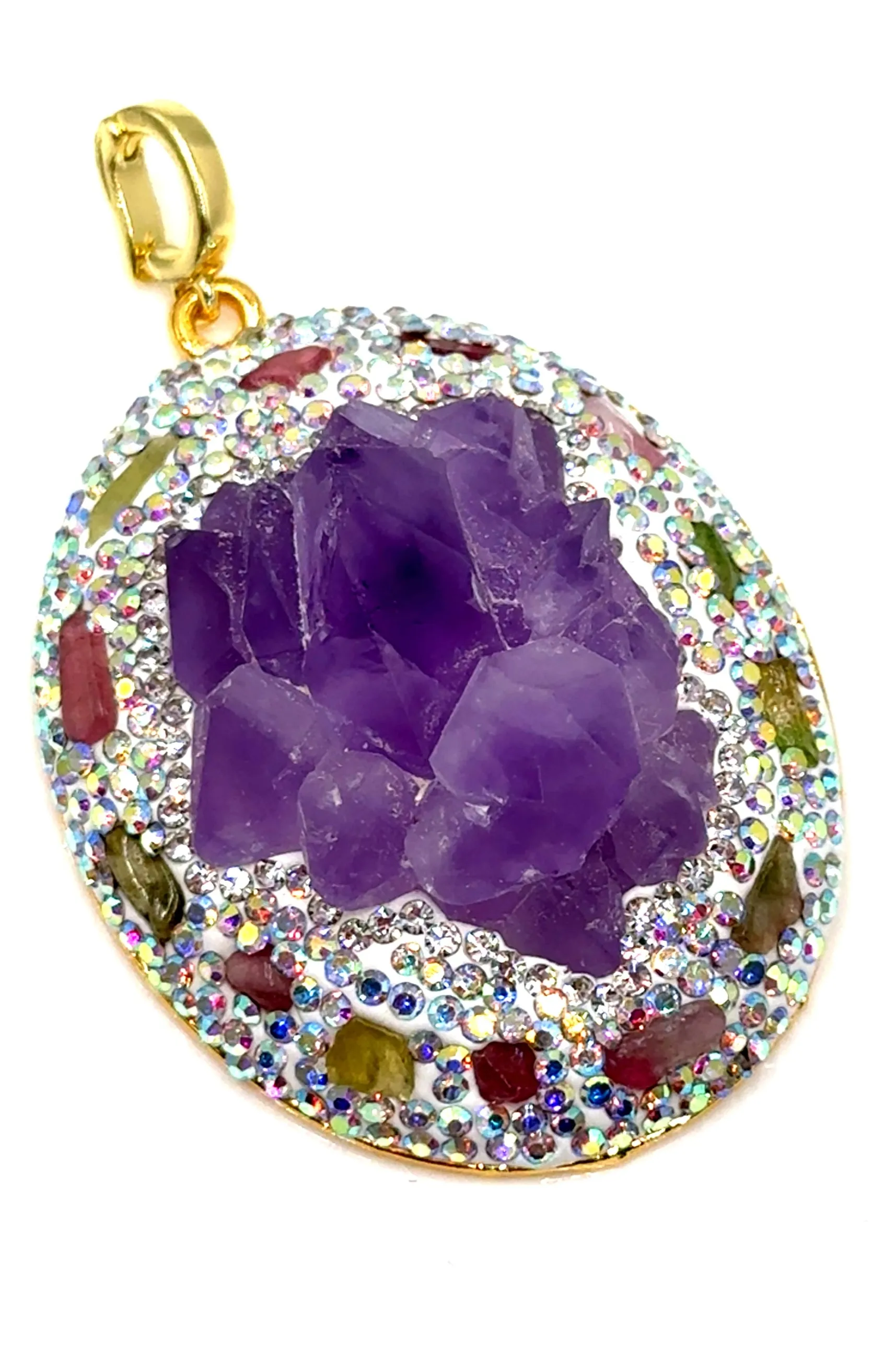 Clip on Gemstone Sterling Silver Pendant