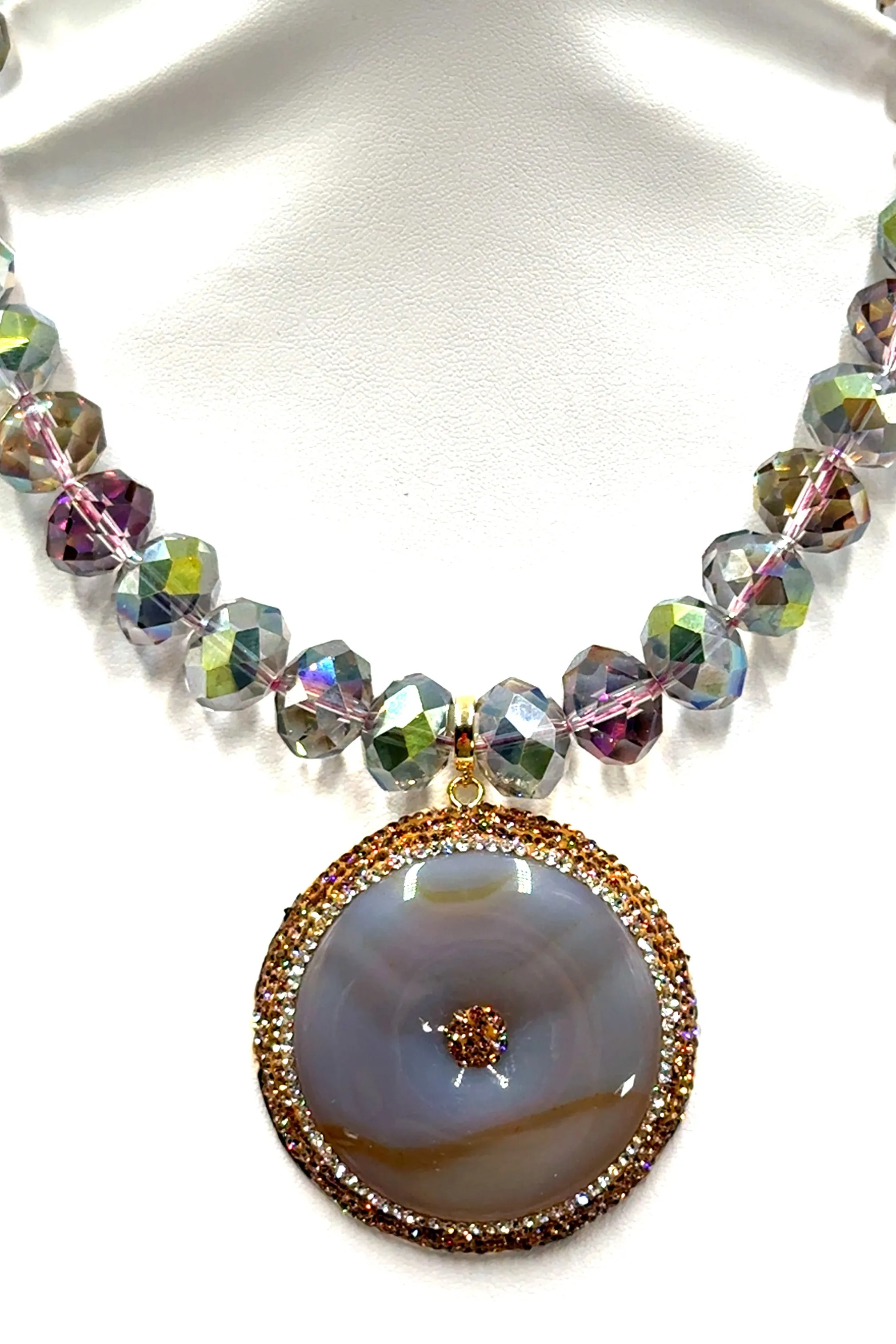 Clip on Gemstone Sterling Silver Pendant