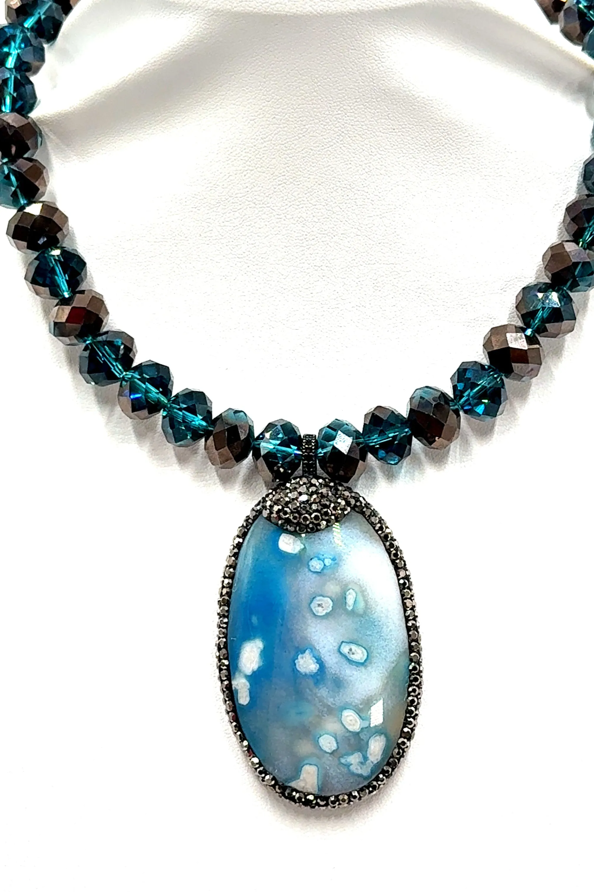 Clip on Gemstone Sterling Silver Pendant