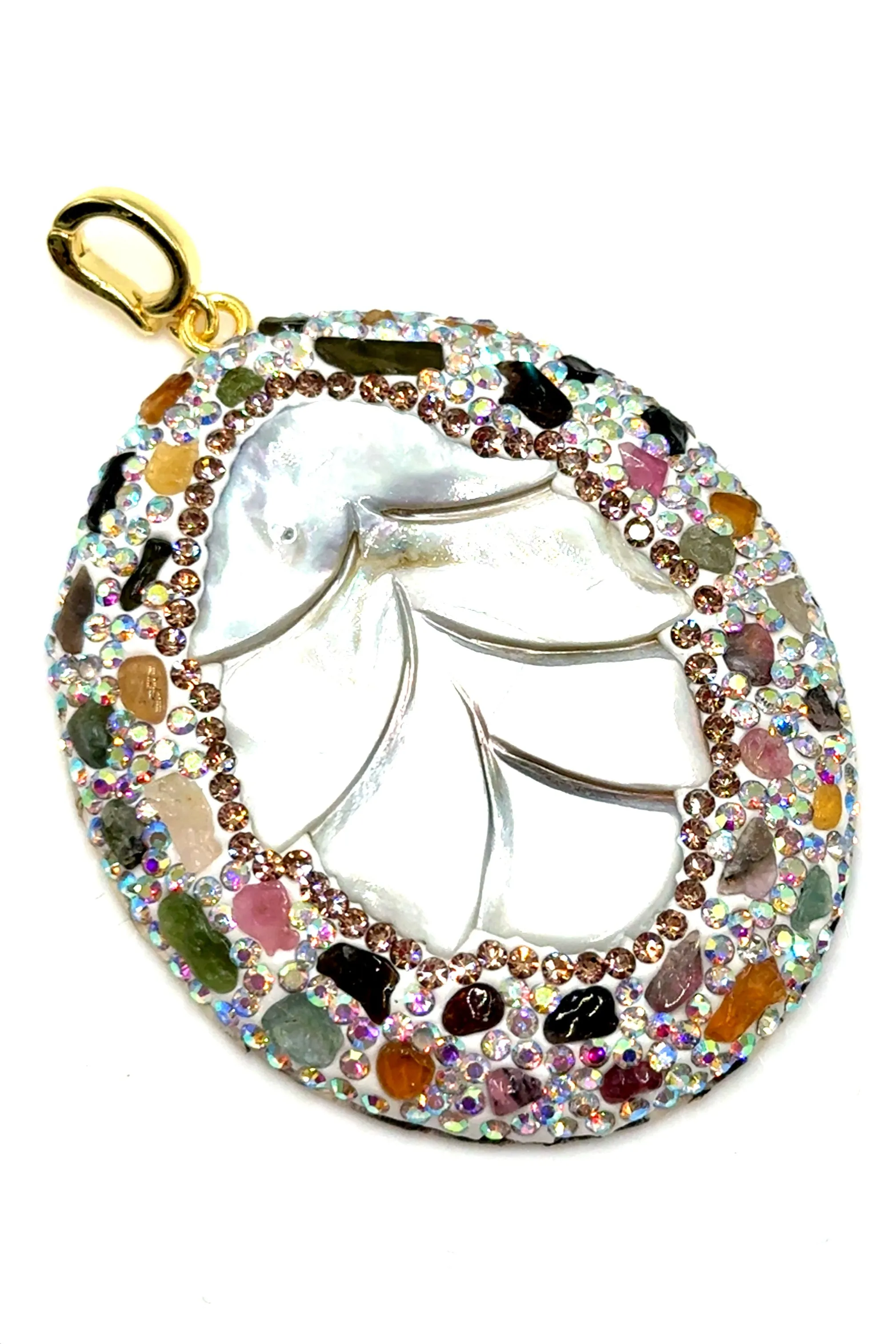 Clip on Gemstone Sterling Silver Pendant