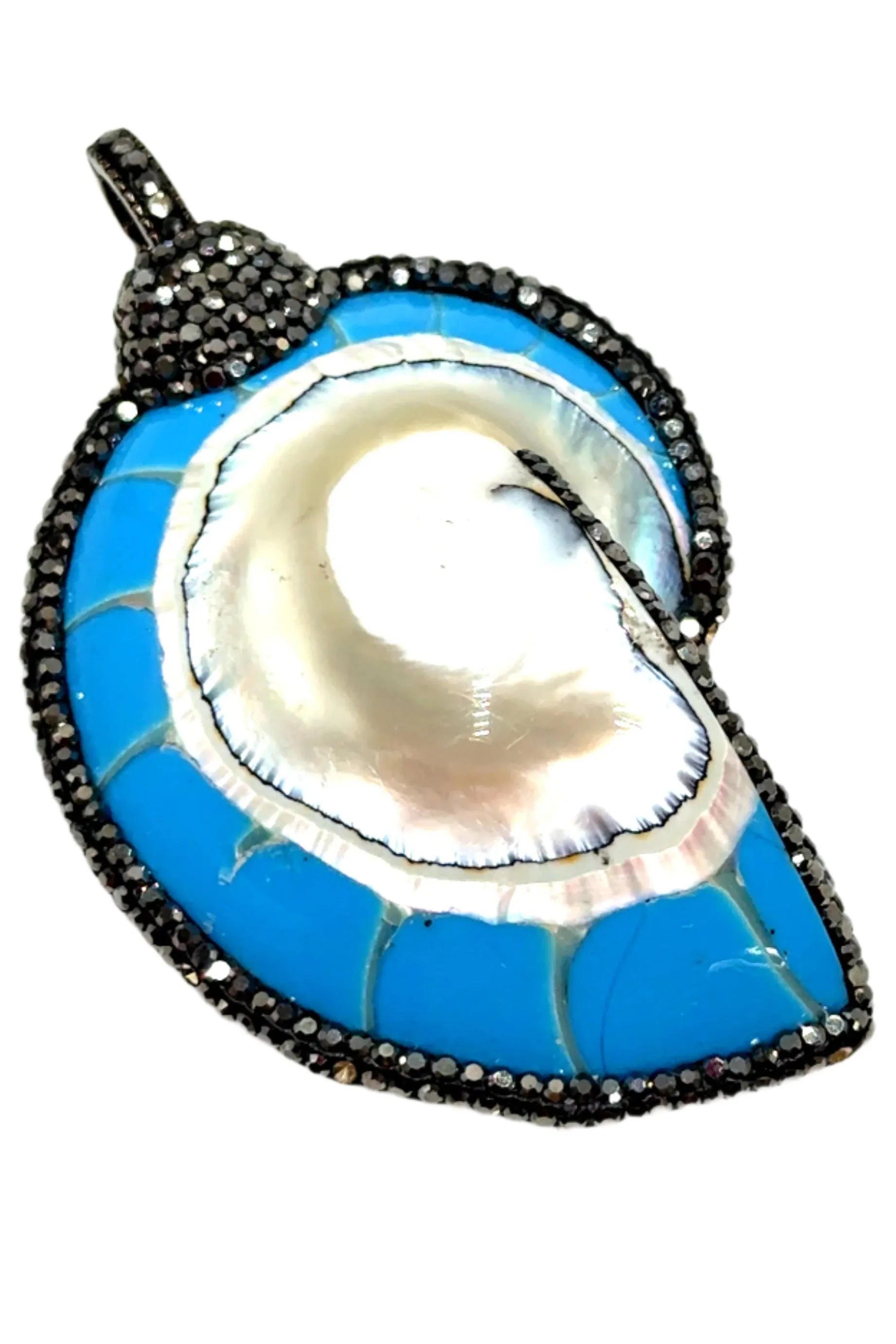 Clip on Gemstone Sterling Silver Pendant