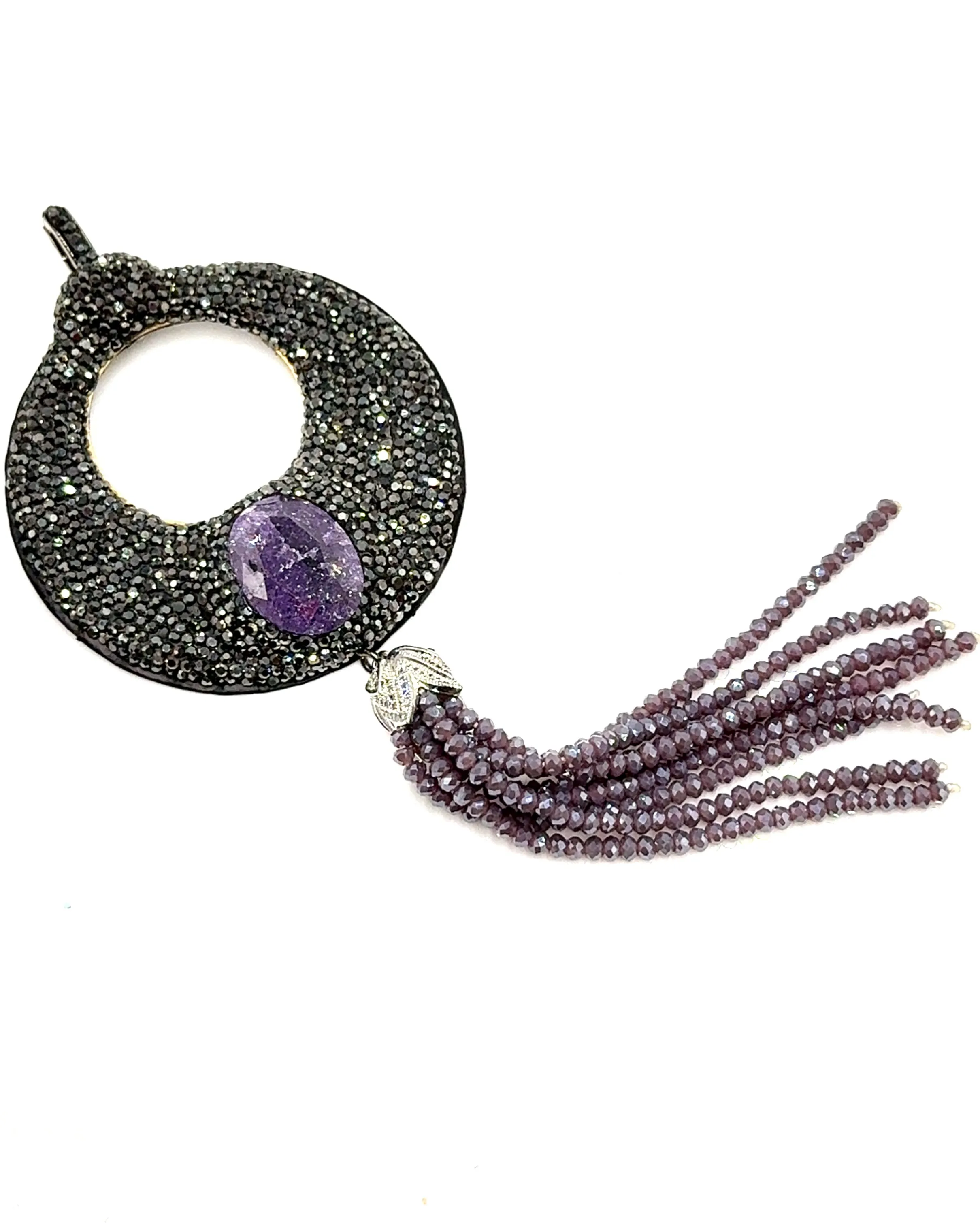 Clip on Gemstone Sterling Silver Pendant