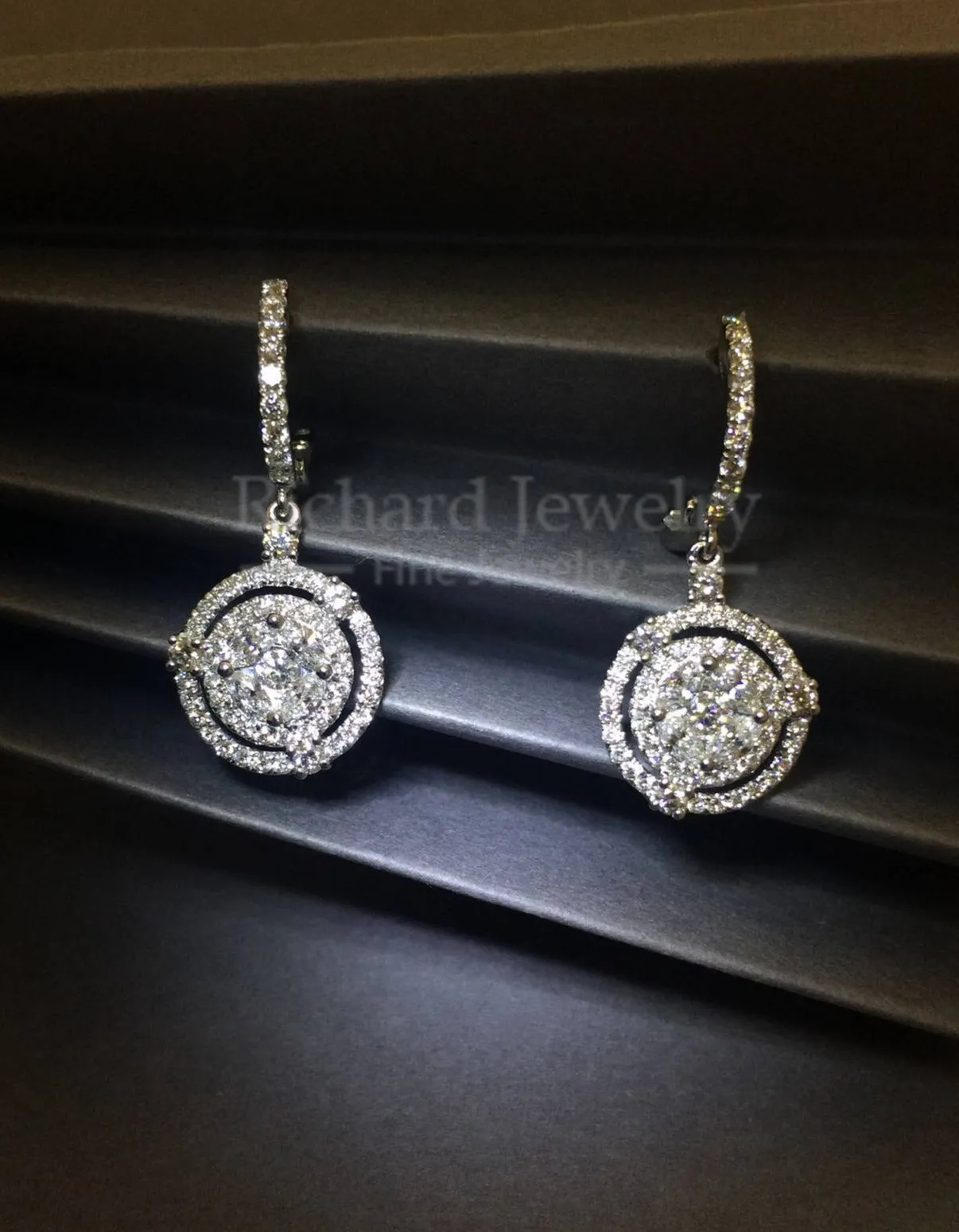 Cluster Drop Diamond Earrings
