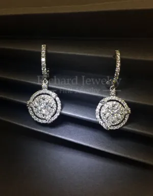 Cluster Drop Diamond Earrings