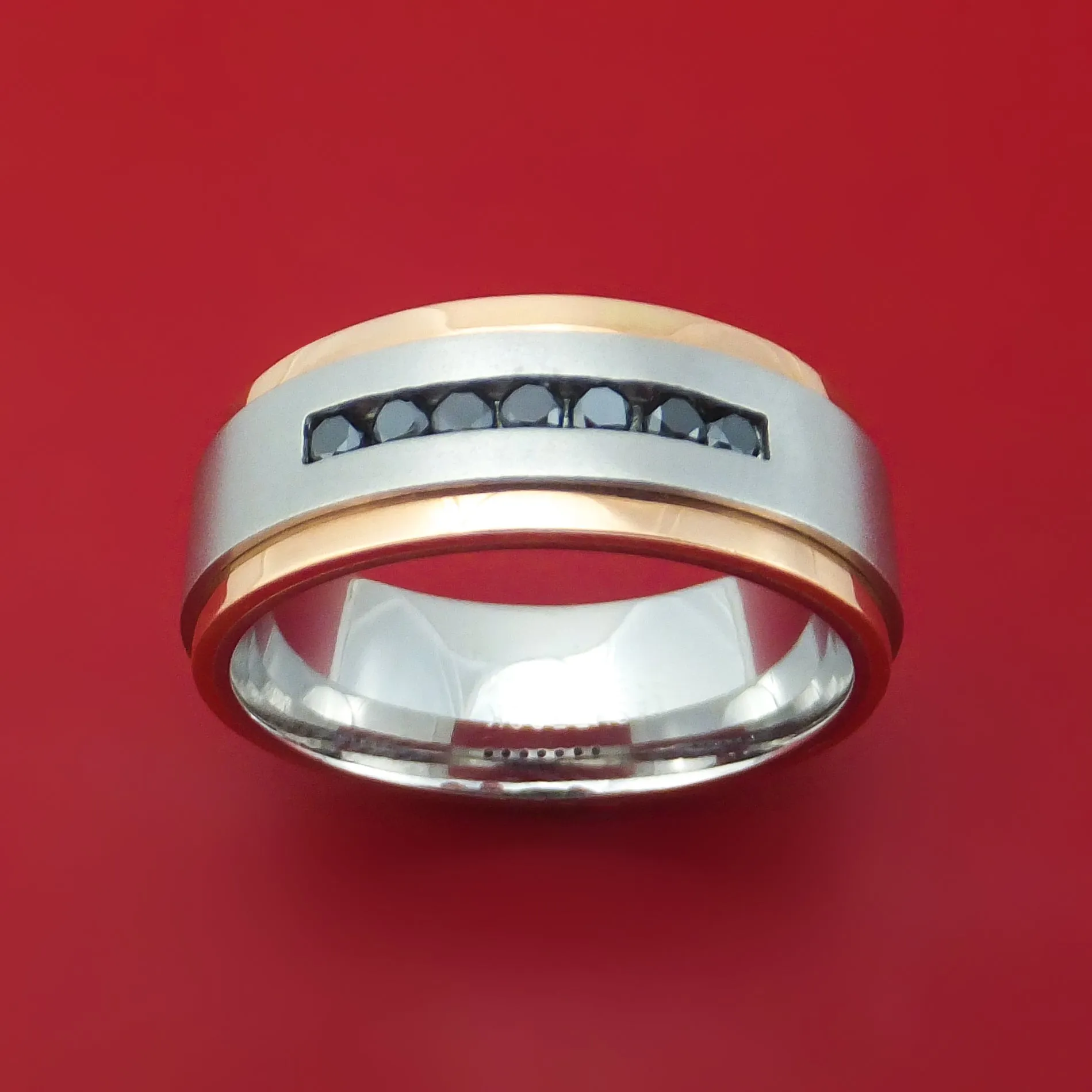 Cobalt Chrome 14K Gold and Black Diamond Ring Custom Made