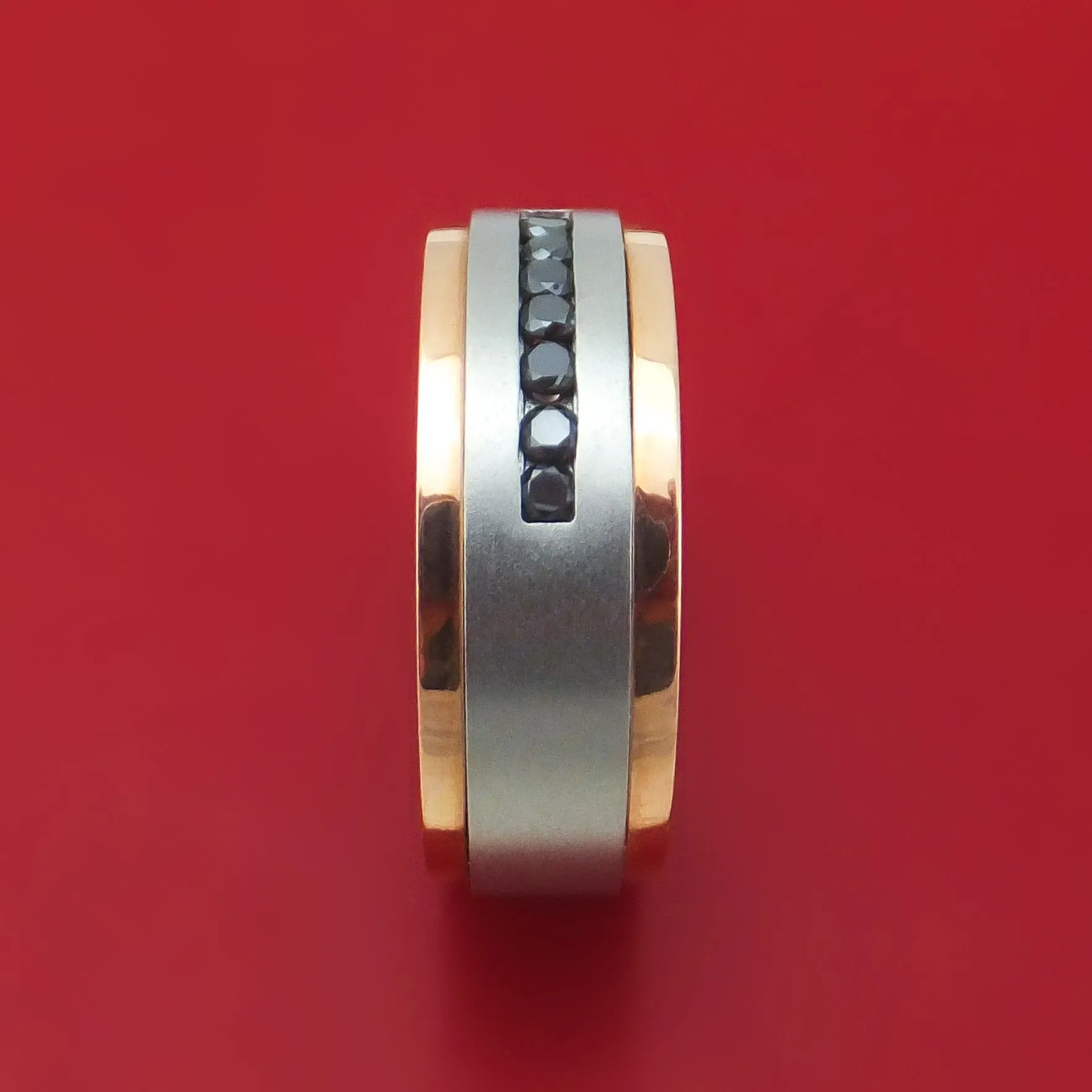 Cobalt Chrome 14K Gold and Black Diamond Ring Custom Made