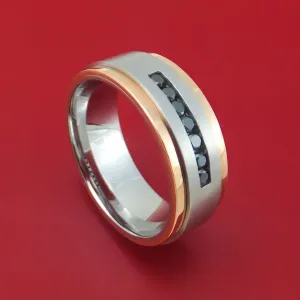 Cobalt Chrome 14K Gold and Black Diamond Ring Custom Made