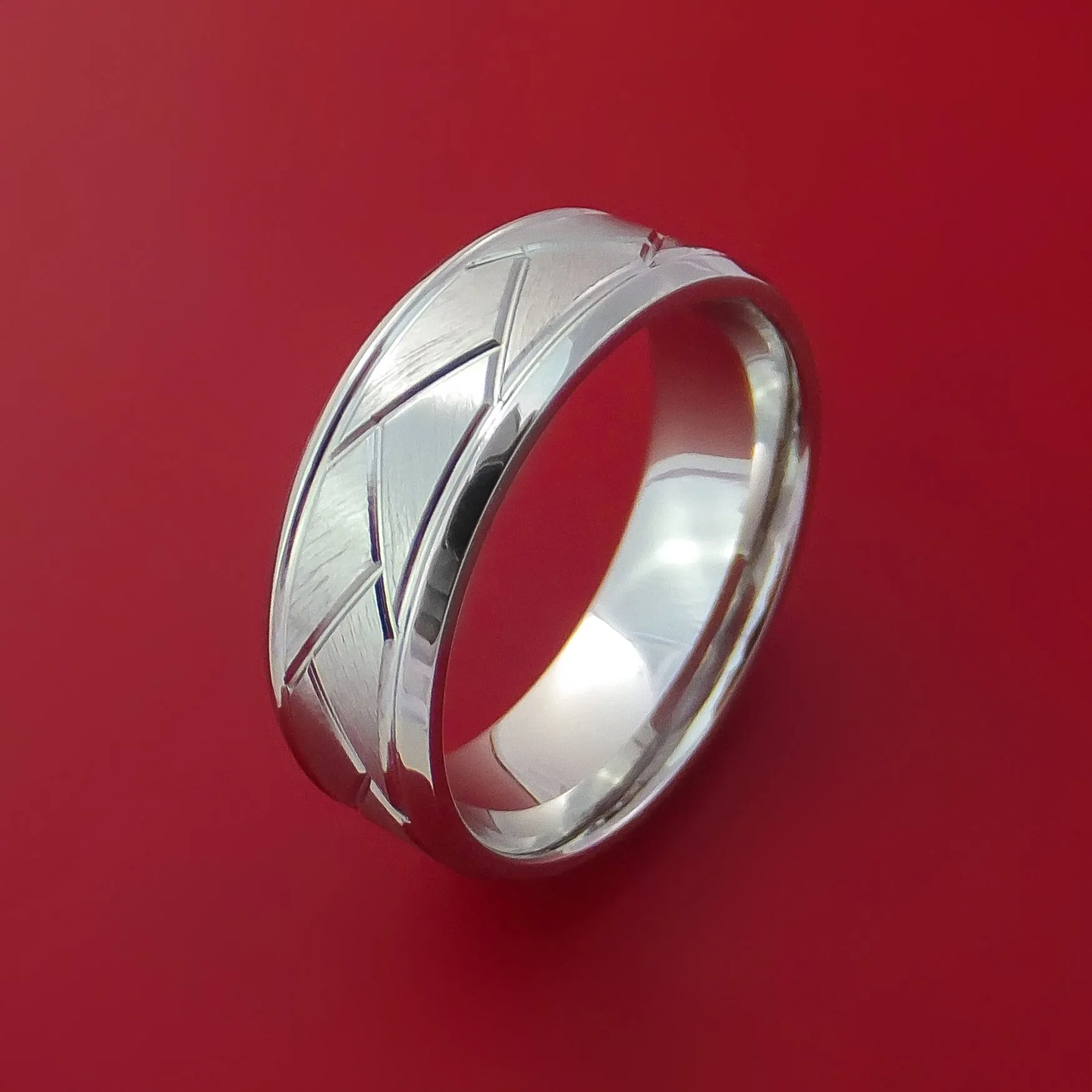 Cobalt Chrome Satin and Polish Weave Ring Custom Made