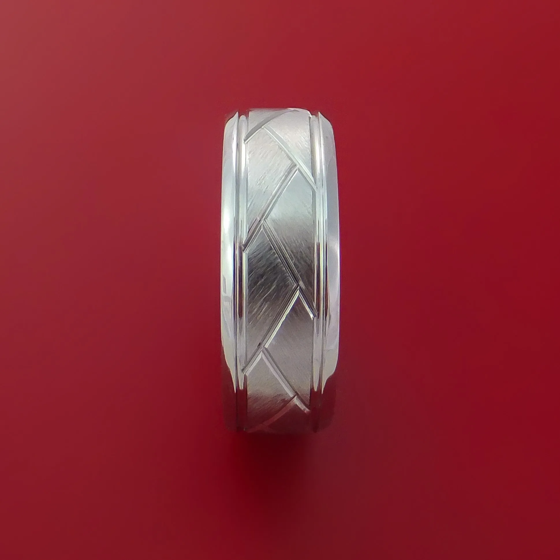 Cobalt Chrome Satin and Polish Weave Ring Custom Made