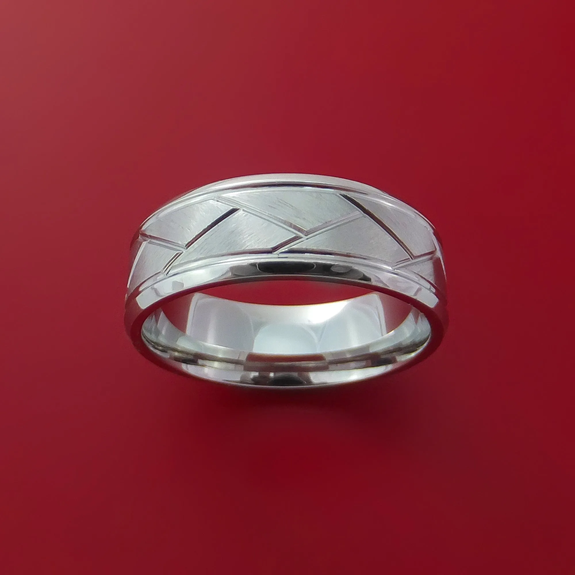 Cobalt Chrome Satin and Polish Weave Ring Custom Made