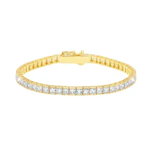 Crislu Brilliant Square Princess Cut 3mm Tennis Anklet Finished in 18kt Yellow Gold