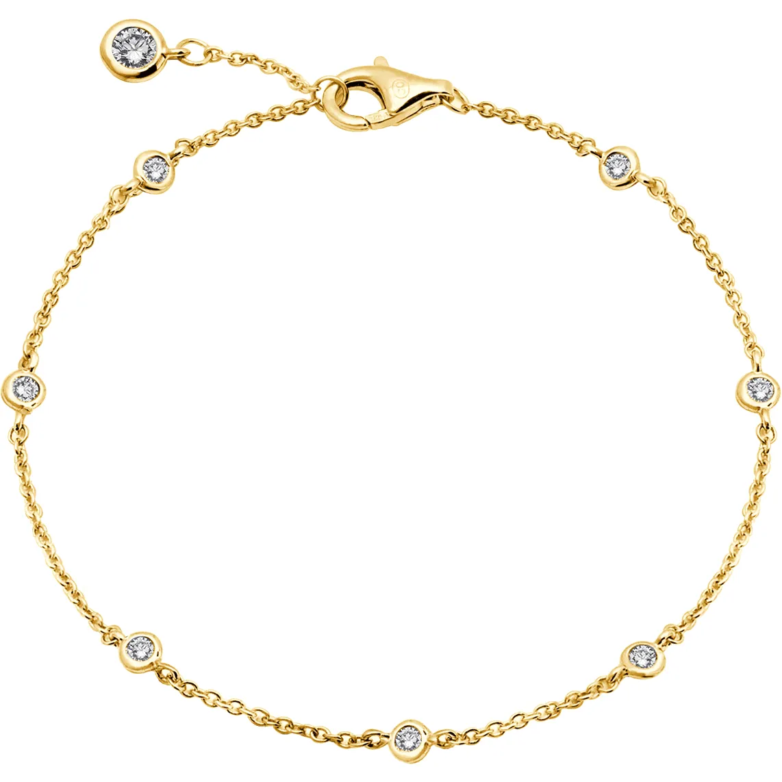 CRISLU Small Bezel Station Anklet Finished in 18kt Yellow Gold