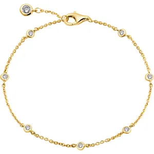 CRISLU Small Bezel Station Anklet Finished in 18kt Yellow Gold