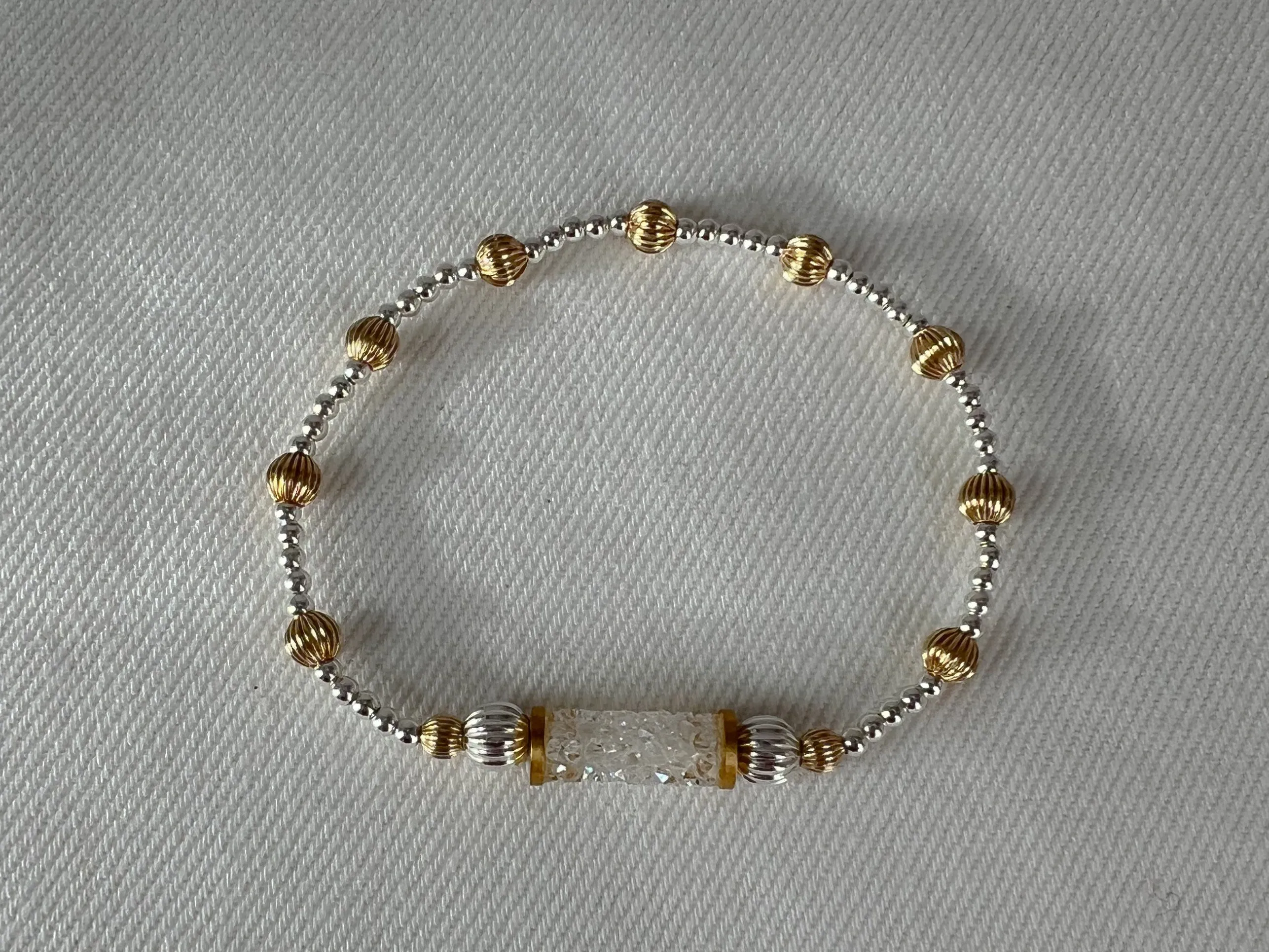 Crystal Bar Beaded Bracelet 15mm Moonlight