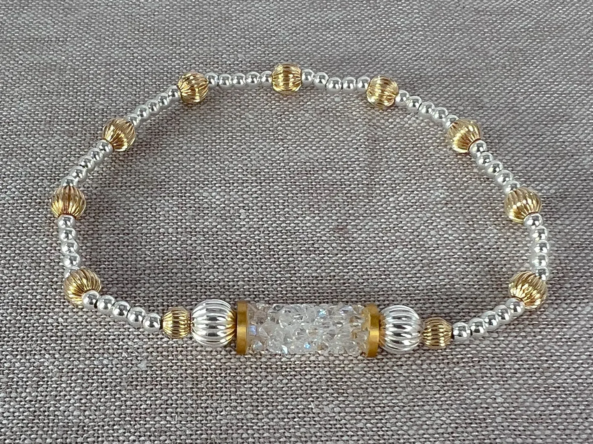 Crystal Bar Beaded Bracelet 15mm Moonlight