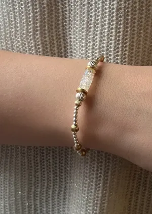 Crystal Bar Beaded Bracelet 15mm Moonlight