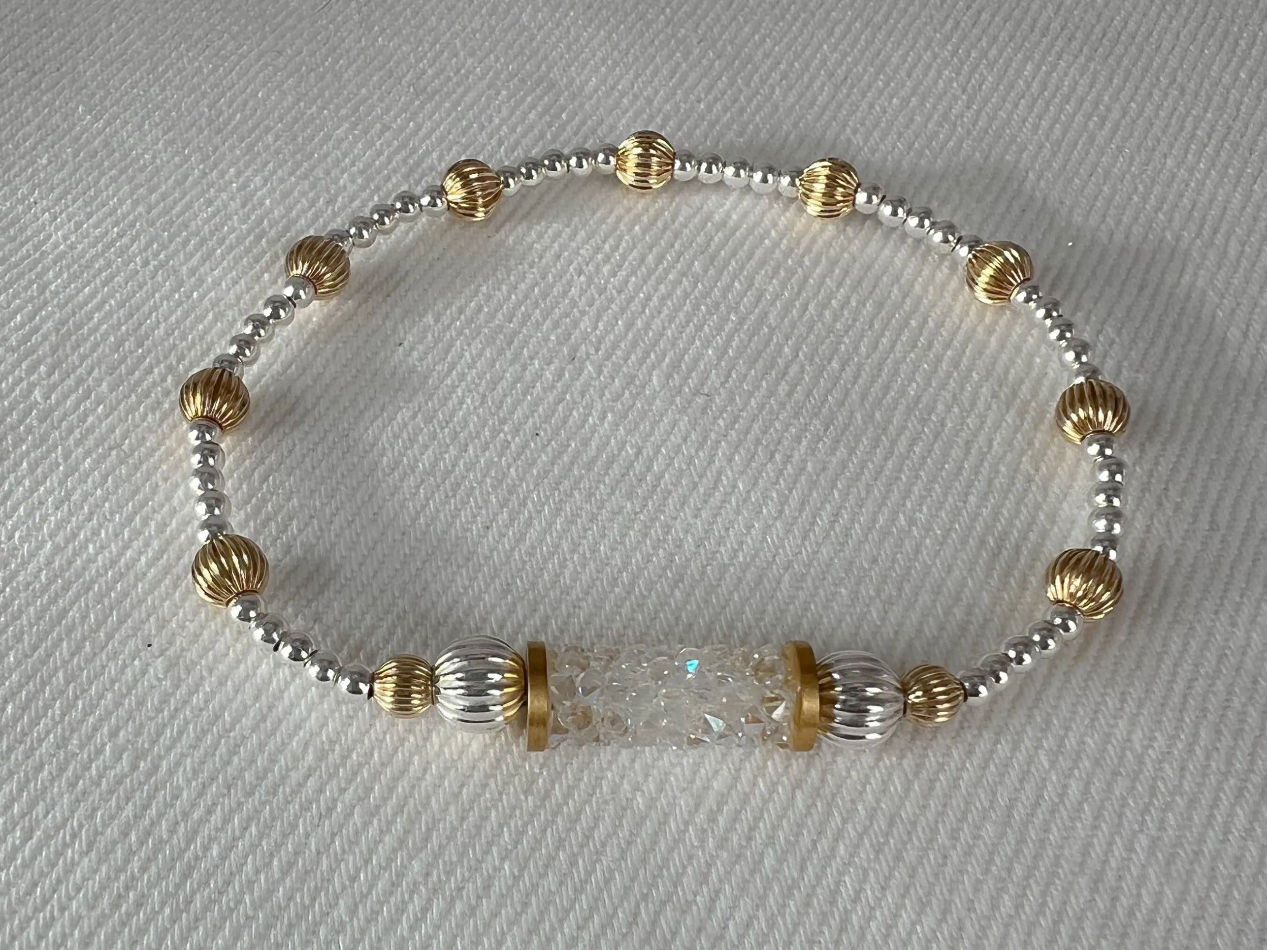 Crystal Bar Beaded Bracelet 15mm Moonlight