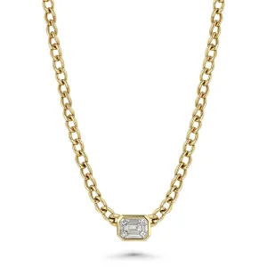 Cuban Link Baguette Diamond Necklace