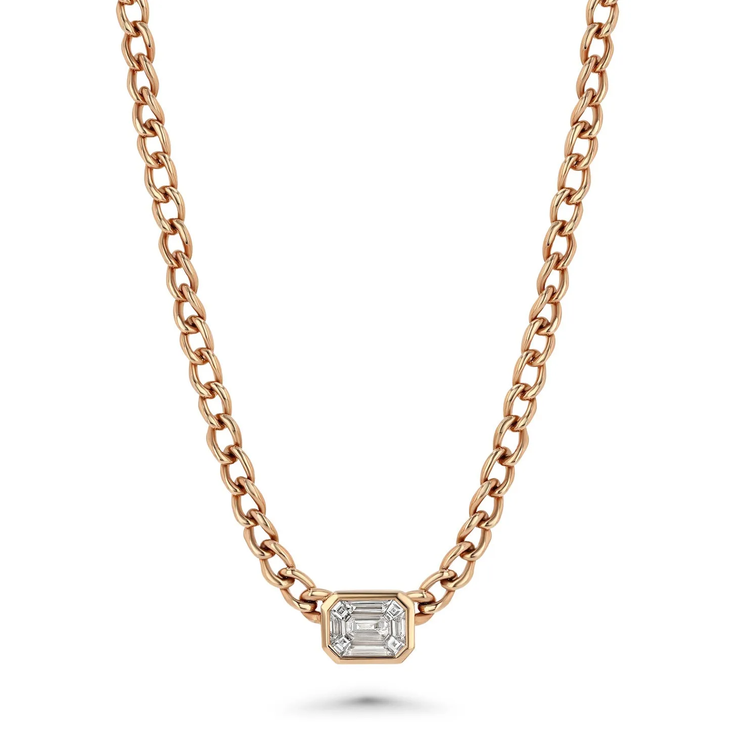 Cuban Link Baguette Diamond Necklace