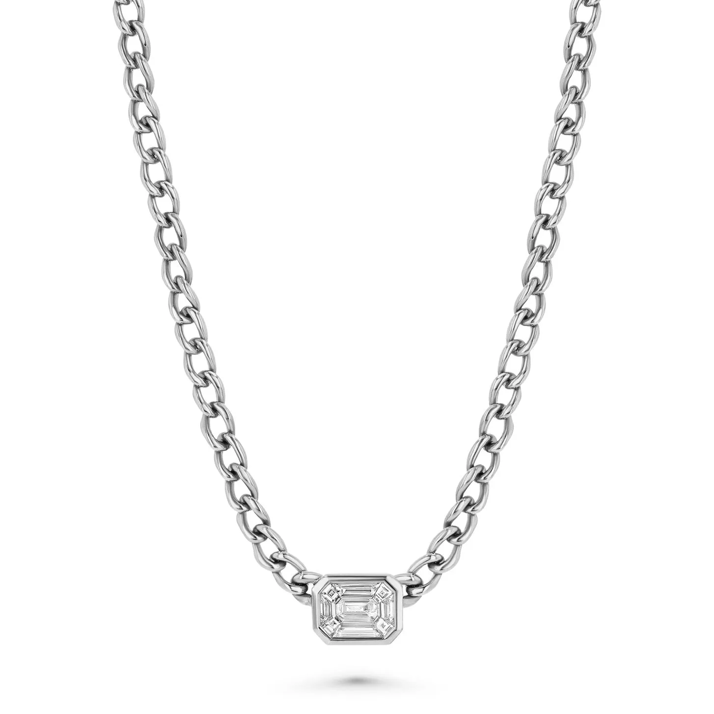 Cuban Link Baguette Diamond Necklace