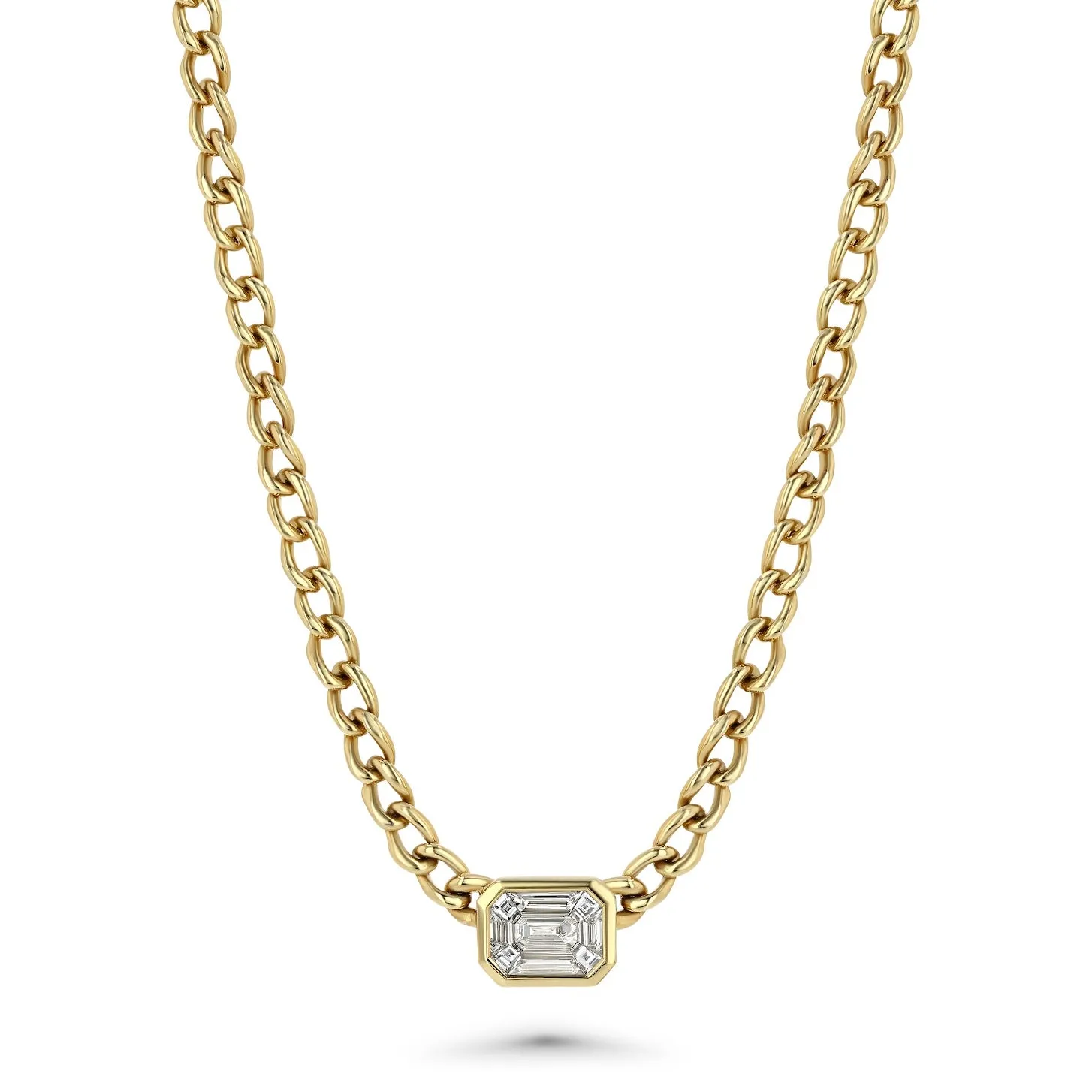 Cuban Link Baguette Diamond Necklace