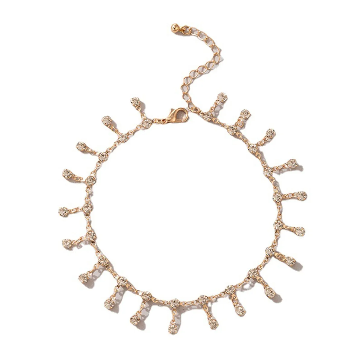 Cubic Zirconia & 18K Gold-Plated Tassel Anklet