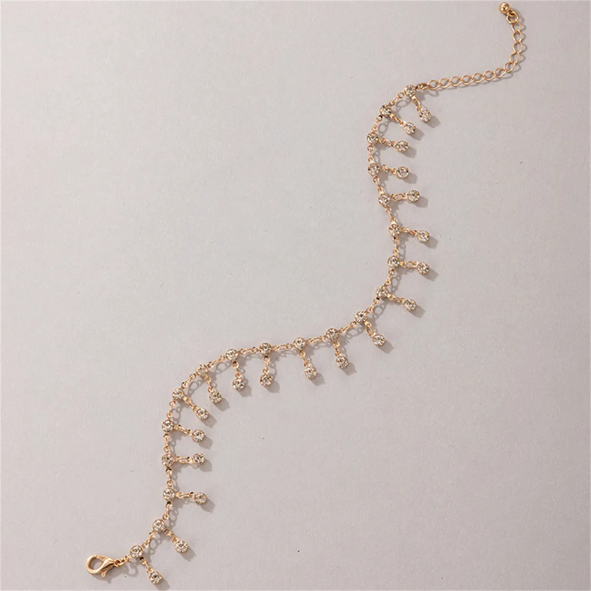 Cubic Zirconia & 18K Gold-Plated Tassel Anklet