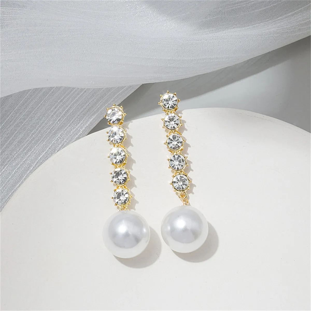 Cubic Zirconia & Pearl 18K Gold-Plated Drop Earrings