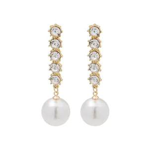 Cubic Zirconia & Pearl 18K Gold-Plated Drop Earrings
