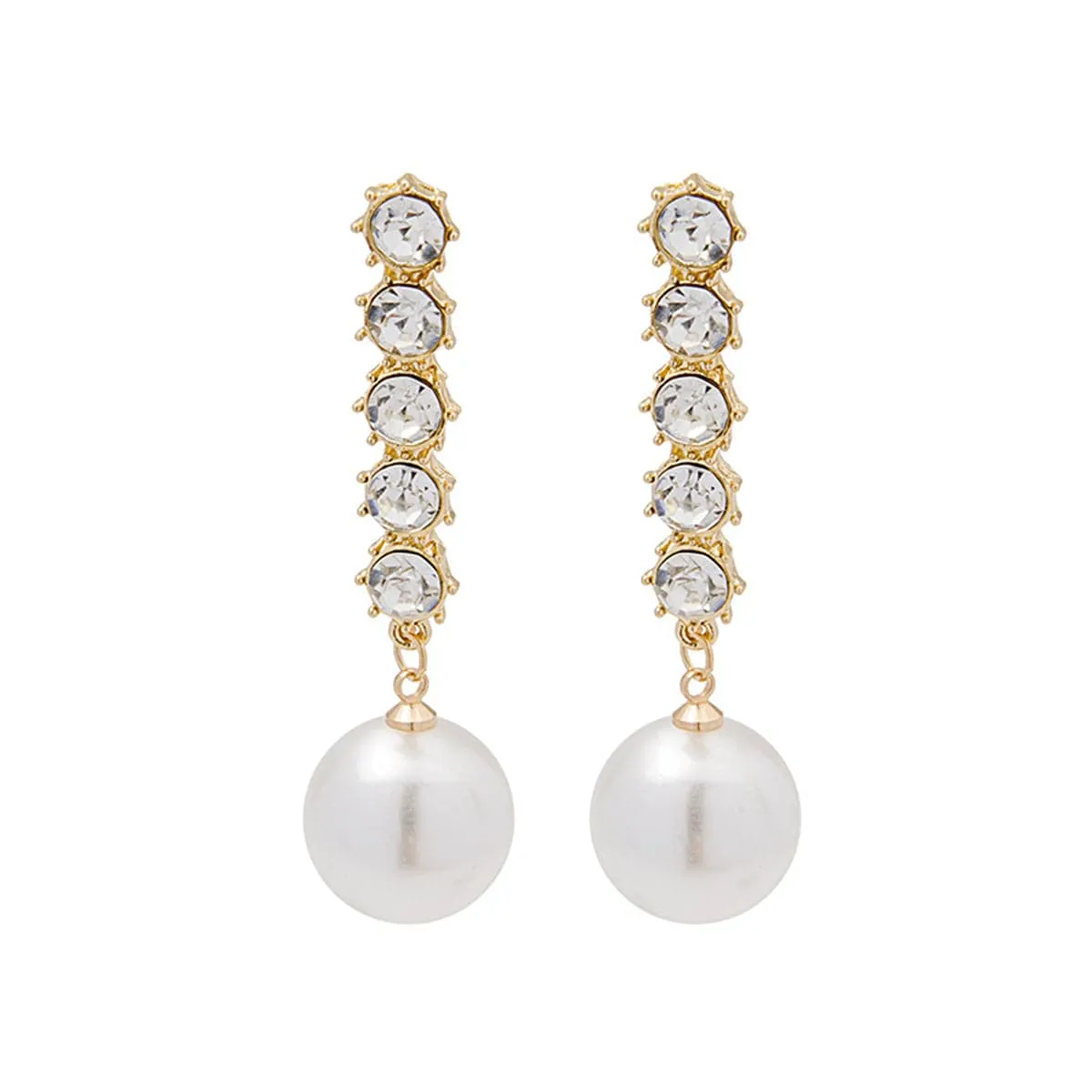 Cubic Zirconia & Pearl 18K Gold-Plated Drop Earrings