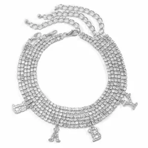 Cubic Zirconia & Silver-Plated 'Baby' Anklet Set
