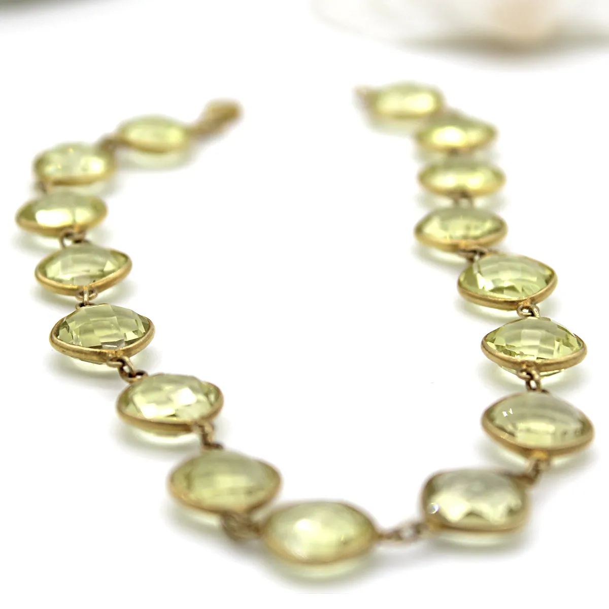 Cushion Cut Lemon Quartz Fine Anklet