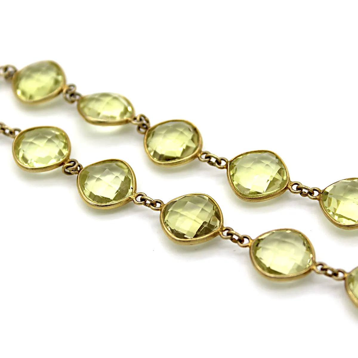 Cushion Cut Lemon Quartz Fine Anklet