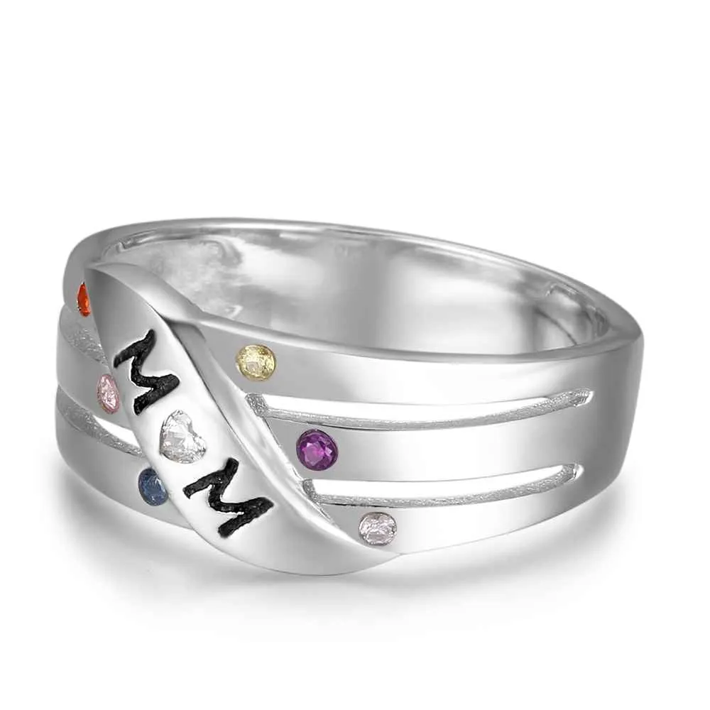 Custom Birthstone Mom Ring