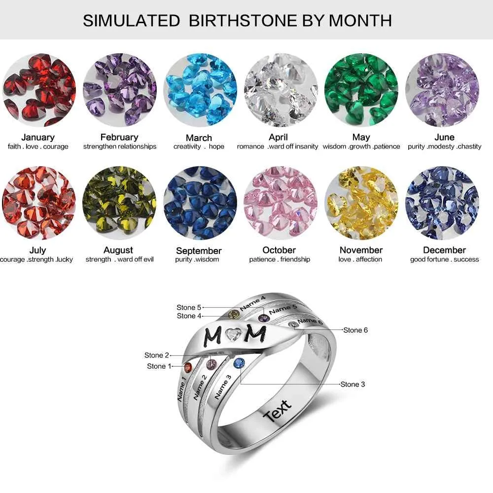 Custom Birthstone Mom Ring